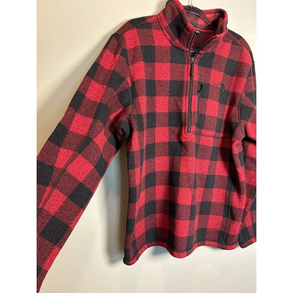 The North Face Gordon Lyons Jacket Men XL 1/4 Zip Fleece Buffalo Plaid Novelty